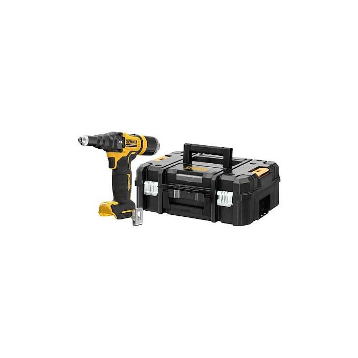 DeWALT DCF403NT-XJ Pistola de Remaches a Batería 18V, para Aluminio y Acero Inoxidable (2.4, 3.2, 4, 4.8 mm), 10000 kN, Incluye Funda, Negro/Amarillo