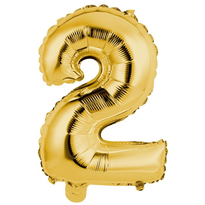 Party Time Globo Cifra 2 Oro 35 cm para Aniversarios y Cumpleaños, Reutilizable, Aire o Helio Party Time Globo Cifra 2 Oro 35 cm para Aniversarios y Cumpleaños, Reutilizable, Aire o Helio