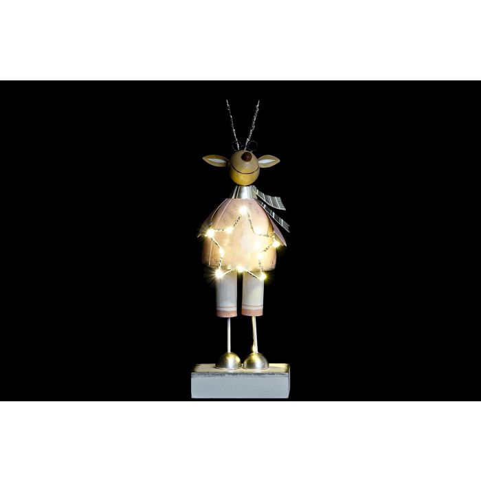 DKD Home Decor Figura de Navidad Fantasía con Reno, Luz LED y Metal, 6x28x9 cm, Pack 4 Unidades Surtidas 1