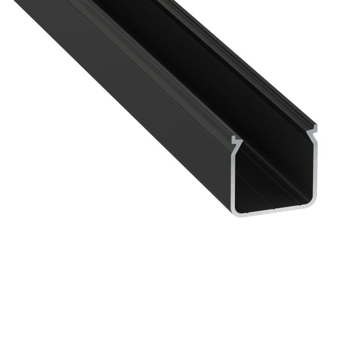 Perfíl Aluminio KIMERA-HELSE Anodizado Negro con Difusor Opal y Tapones 2,02M Perfíl Aluminio KIMERA-HELSE Anodizado Negro con Difusor Opal y Tapones 2,02M