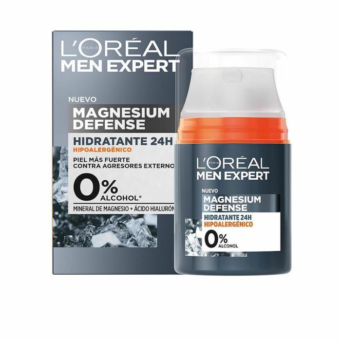 L'Oréal Paris Men Expert Magnesium Defense Crema Facial Hidratante 24h para Piel Sensible con Magnesio y Ácido Hialurónico 50 ml