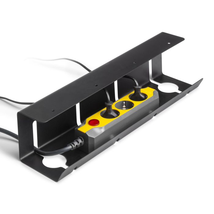 Emuca Lote de 2 bandejas organizadoras de cables para debajo de la mesa, Largo 430 mm, Acero, Pintado negro 3 Emuca Lote de 2 bandejas organizadoras de cables para debajo de la mesa, Largo 430 mm, Acero, Pintado negro 3