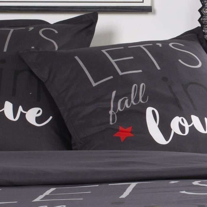 Juego de cama de algodón TODAY Love - 2 personas - 240 x 260 cm - Estampado gris 1