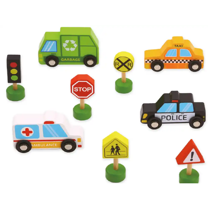 Imaginovo Juego Infantil de Madera Vehículos y Señales de Tráfico +3 Años 16 Piezas 30x22x4cm 2