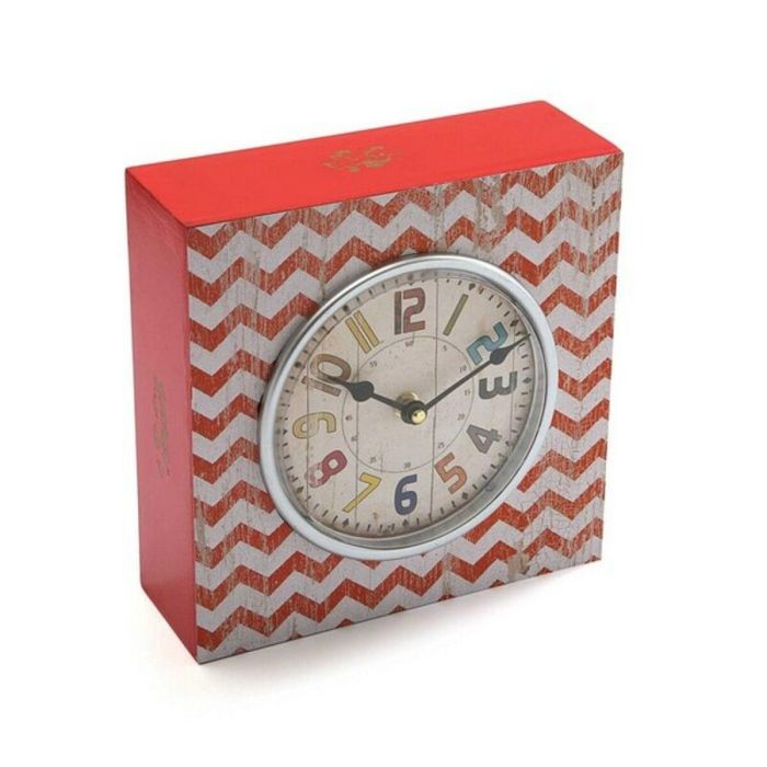 Reloj de Mesa Versa Rojo Madera Vintage 10 x 23 x 23 cm