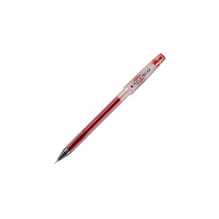 Pilot Bolígrafo de Gel G-Tec-C4, Tinta Roja, Punta 0.4 mm, Escritura Fina y Precisa