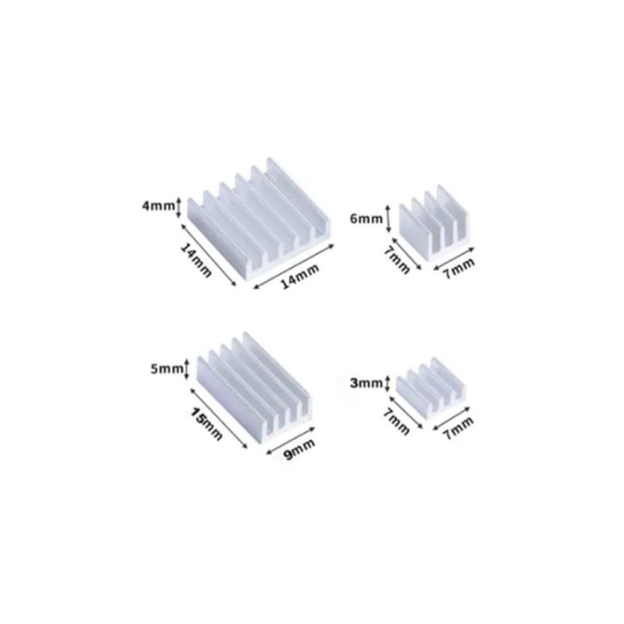 Raspberry Pi Disipador Térmico de Aluminio para PI4, Pack de 4, Núm. Artículo 202-0460