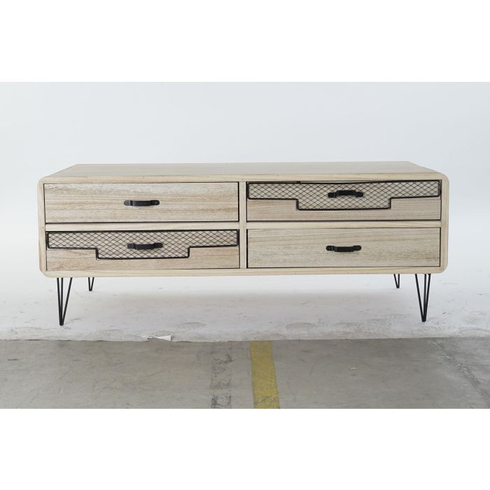 DKD Home Decor Mueble TV Morefond Indus Loft Natural Negro 115 x 43 x 61 cm 4