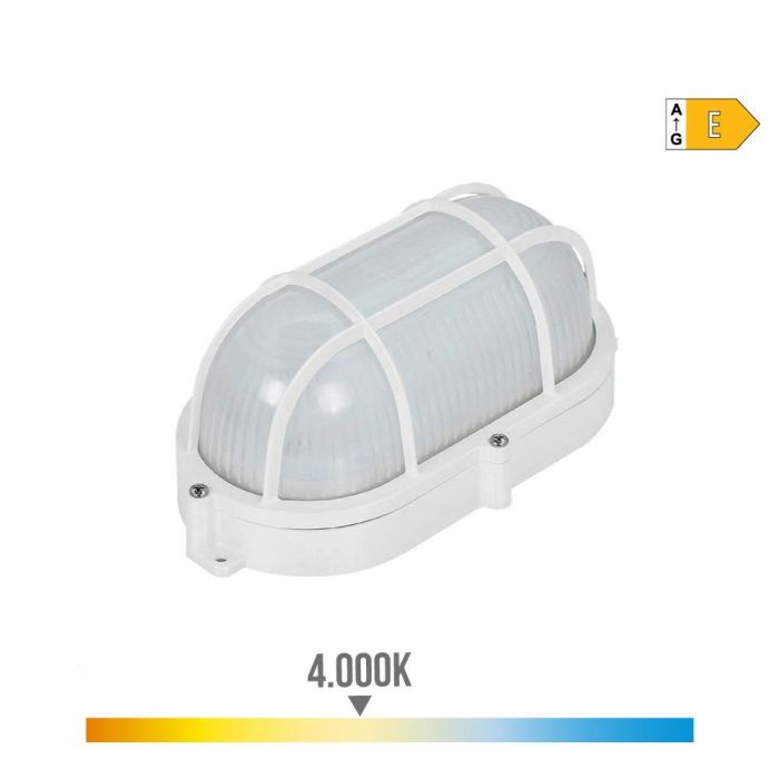 Aplique superficie led oval rejilla exterior 9w 1.066lm ip65 4000k 11,8x21,2x9cm