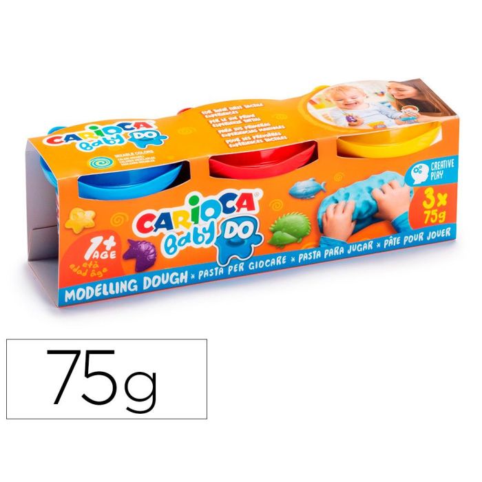 Pasta De Modelar Carioca Baby Dough Bote 75 gr Set De 3 Colores Surtidos