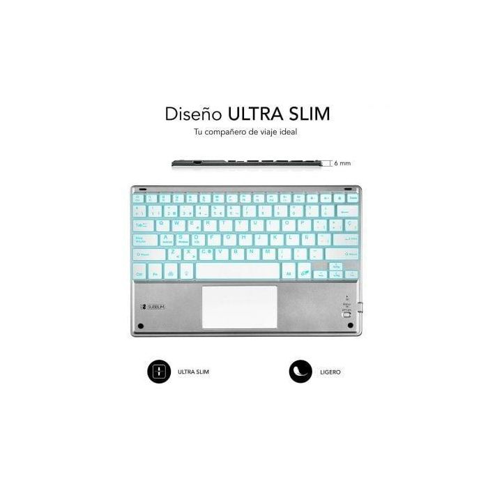 SUBBLIM Teclado Smart Backlit BT Keyboard Touchpad Silver 2