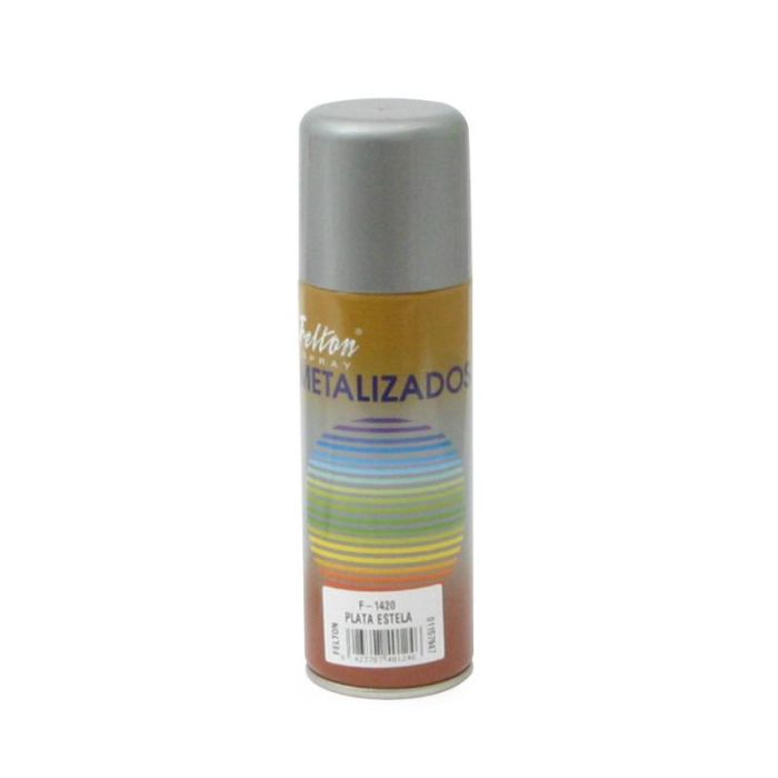 Felton Spray Pintura Metálica Plata Estela 200ml - Secado Rápido. Renueva y Personaliza Muebles de Metal, Arte y Manualidades.