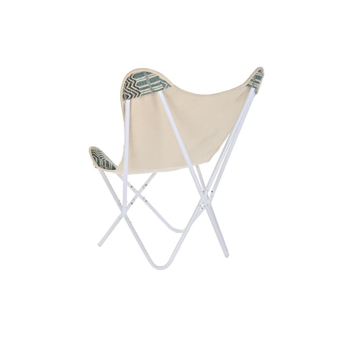 DKD Home Decor Sillon Boho Onari Algodón Hierro Azul Blanco Verde Menta, detalle Mariposa, Altura Asiento 40 cm, 65x74x90 cm, Desmontable 4