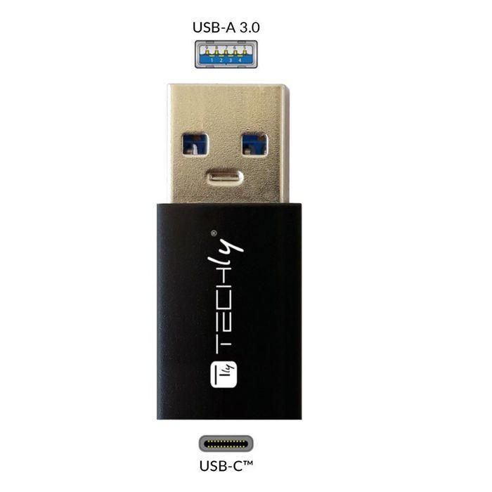 Techly Adaptador Convertidor USB 3.0 USB A Macho a USB-C Hembra para Datos y Carga, Negro 4