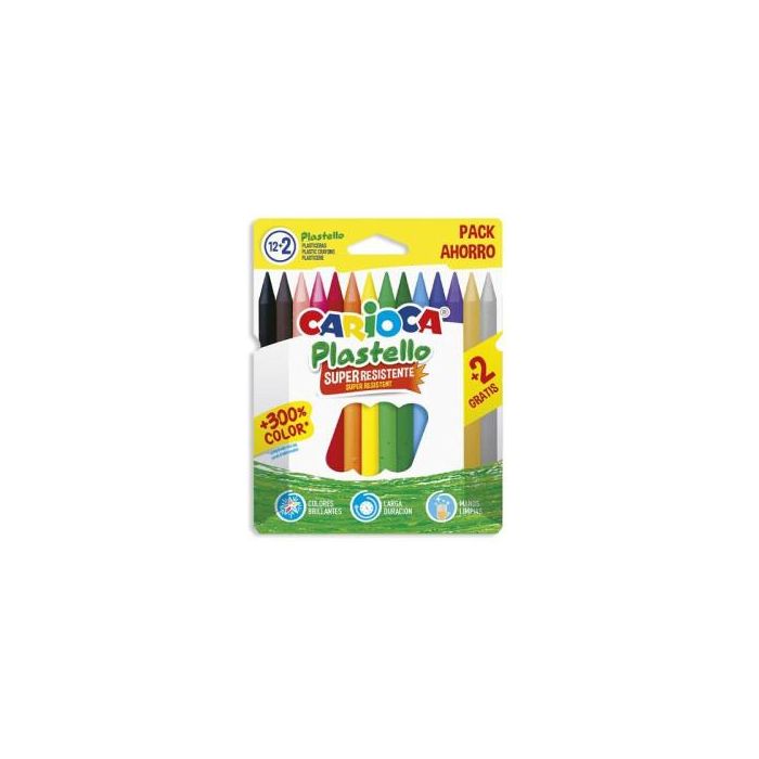 Carioca Plastello Plasticeras Resistentes Estuche 12+2 Unidades Colores Surtidos