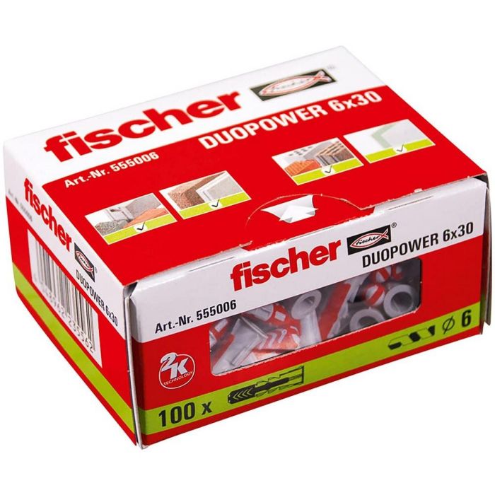 Tacos Fischer Duopower 555006 100 Piezas Ø 6 x 30 mm 1 Tacos Fischer Duopower 555006 100 Piezas Ø 6 x 30 mm 1
