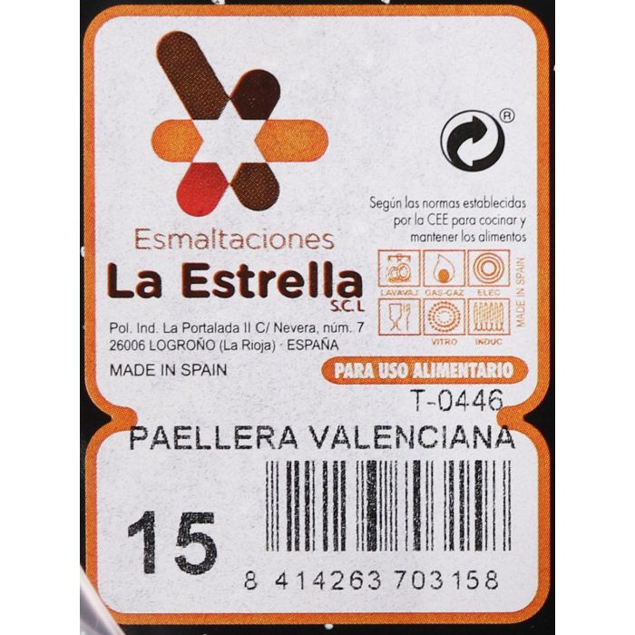 La Estrella Paellera Valenciana Jaspeada 15 cm 1 Ración (12 Unidades)