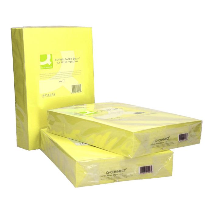 Papel Color Q-Connect Din A4 80 gr Amarillo Neon Paquete De 500 Hojas 4