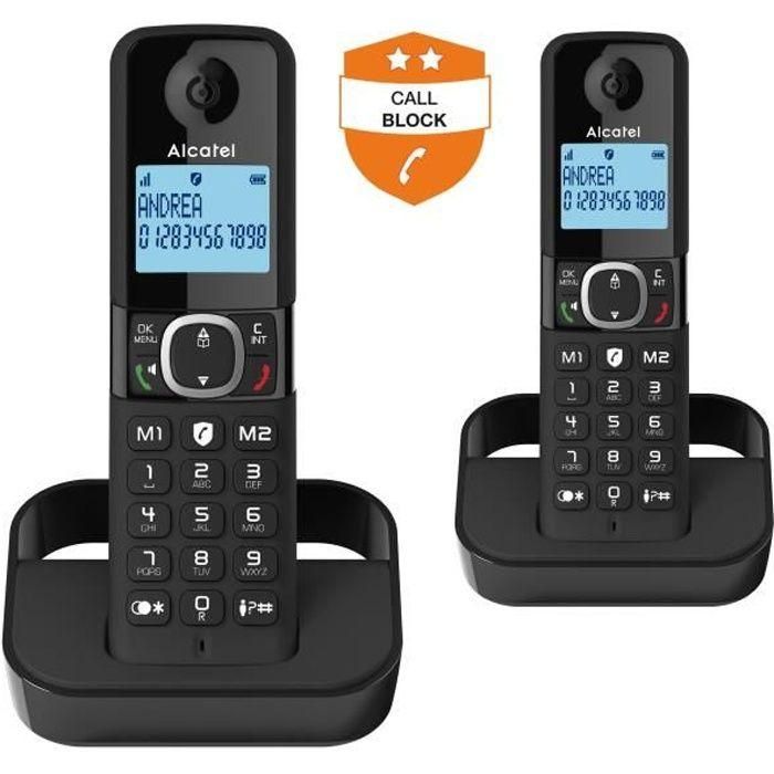 Teléfono fijo inalámbrico - ALCATEL - F860 duo negro - Bloqueo de llamadas no deseadas Teléfono fijo inalámbrico - ALCATEL - F860 duo negro - Bloqueo de llamadas no deseadas