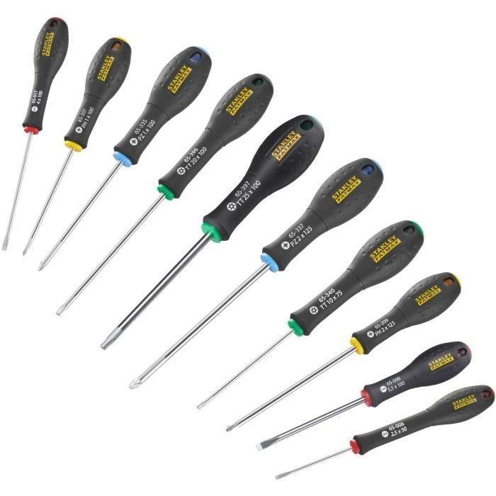STANLEY FATMAX FMHT0-62128 Juego de 10 Destornilladores para Electricista y Mecánico, Phillips y Pozidriv 1 STANLEY FATMAX FMHT0-62128 Juego de 10 Destornilladores para Electricista y Mecánico, Phillips y Pozidriv 1