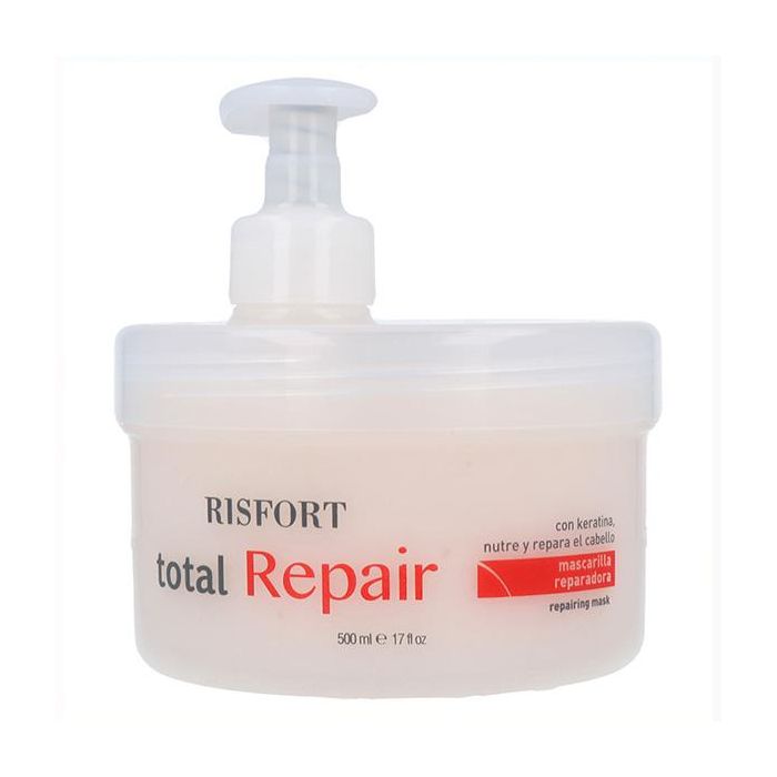 Risfort Mascarilla Total Repair 500 ml - Repara y protege cabellos debilitados con Leche de Almendras y Ceramidas Vegetales