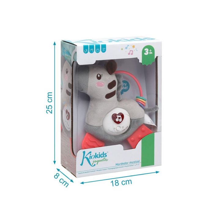 KioKids Juguete Peluche Cebra Colgante para Cuna y Cochecito con Música, Luces, Mordedor, Lavable, Gris, +3 Meses 5