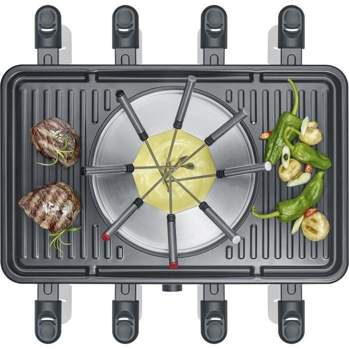 Severin RG2347 Raclette y Fondue Combo para 8 personas con Caquelon, 8 Tenedores y 8 Espátulas - Negro 3
