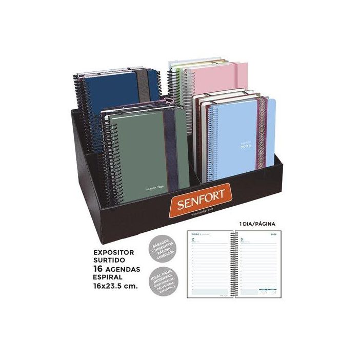 Agenda Anual (2026) Senfort Espiral D/P 160X235 Surtido Expositor De 16