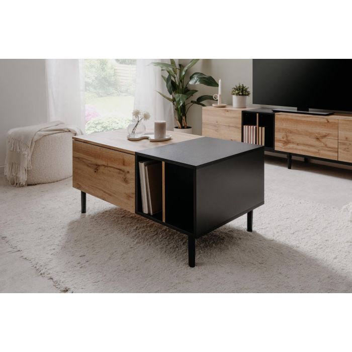 Mesa de centro - LONA - Rectangular - Roble artesanal / Negro - 100 x 46,5 x 55 cm 4 Mesa de centro - LONA - Rectangular - Roble artesanal / Negro - 100 x 46,5 x 55 cm 4