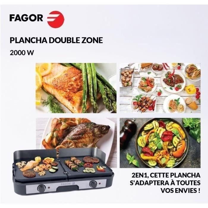 FAGOR - FG823 - Plancha Acero Inoxidable Extra Grande - 2200 W 2