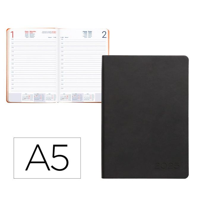 Agenda Encuadernada Liderpapel Sifnos A5 2025 Dia Pagina Color Naranja Papel 70 gr