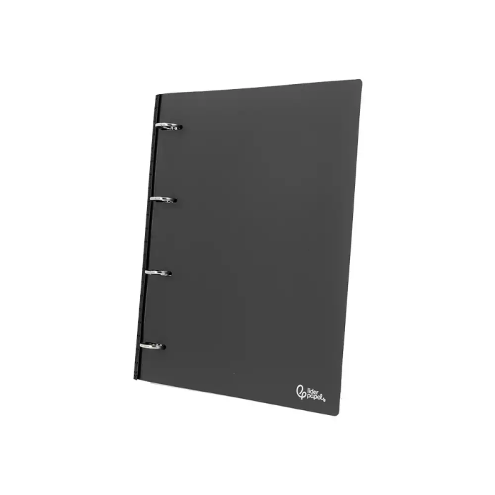 Liderpapel Carpeta de anillas DIN A4, 4 anillas 25 mm, Polipropileno, Lomo extensible 4 cm, Negro 3