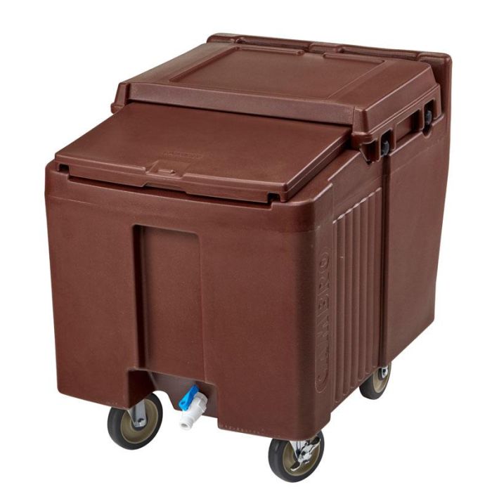 CAMBRO - ICS125L-131 - Carro para conservar y transportar hielo - 2 ruedas fijas, 2 giratorias y 1 con freno 57 kg - 80 x 58,5 x 74,5 cm - Castaño
