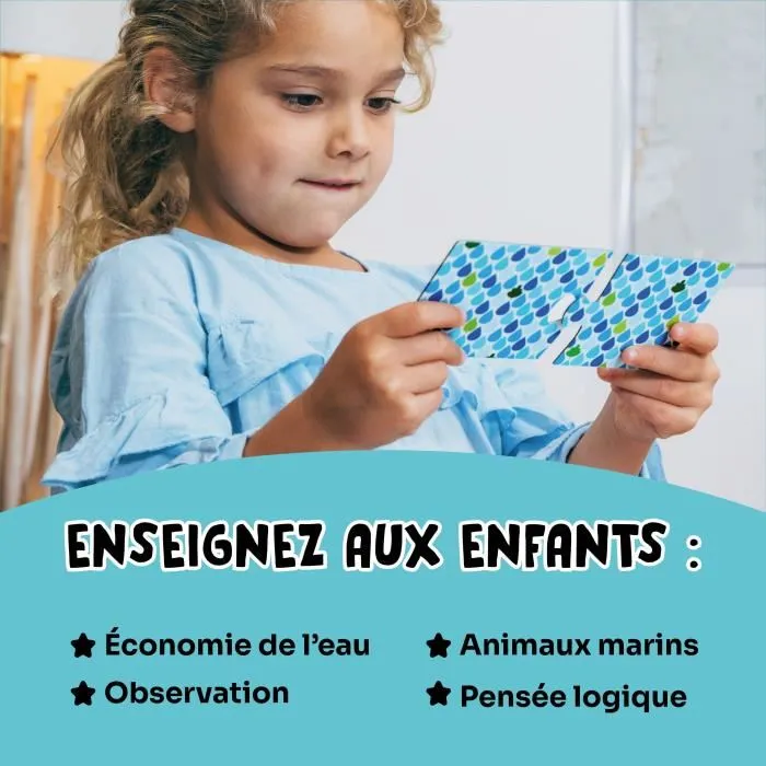 Adventerra GEO7640179640404 Juegos Educativos Rompecabezas Ecológico Ahorro de Agua Mini Rompecabezas Conservación del Agua 3