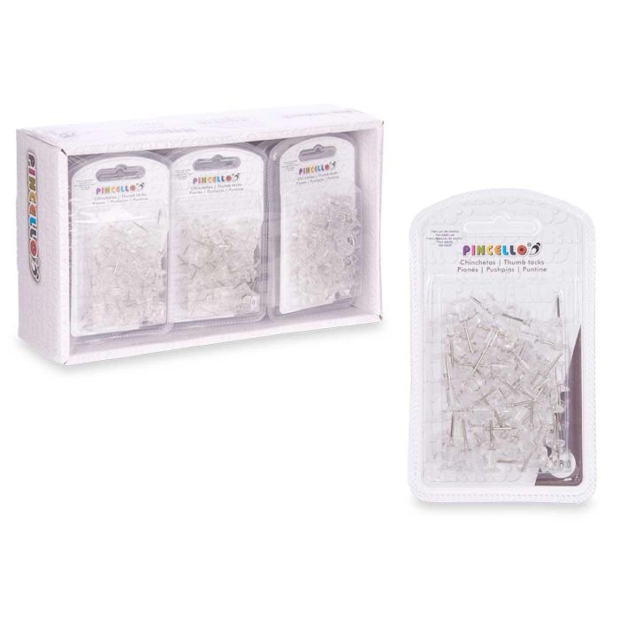 Set 60 Chinchetas Transparentes Pincello 2X11CM (24 Unidades) 2 Set 60 Chinchetas Transparentes Pincello 2X11CM (24 Unidades) 2