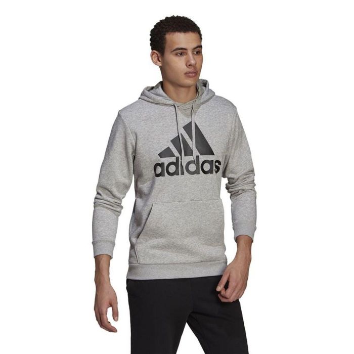 Sudadera con Capucha Hombre Adidas Essentials Fleece Big Logo Gris S 4