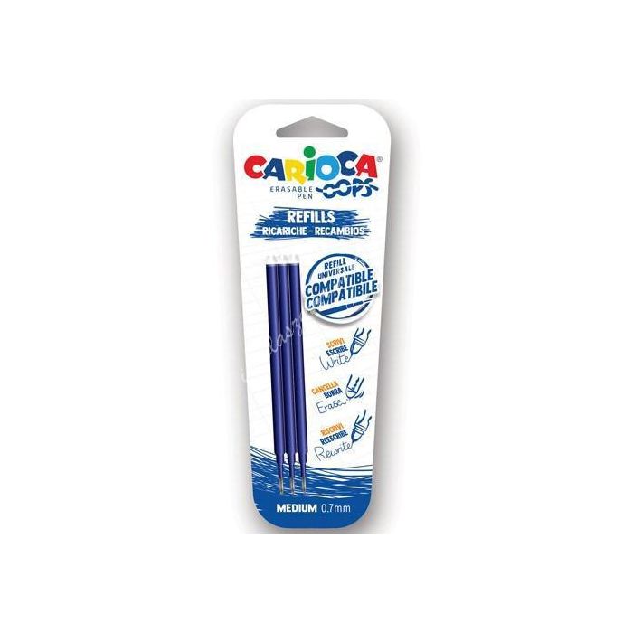 Carioca Recambio Bolígrafo Oops Borrable Azul - Blister de 3 Carioca Recambio Bolígrafo Oops Borrable Azul - Blister de 3