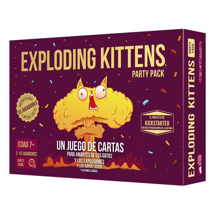 Exploding Kittens Party Pack Juego de Cartas de Ruleta Rusa Estratégica Edición Fiesta 2-10 Jugadores 120 Cartas Español +7 Años 1