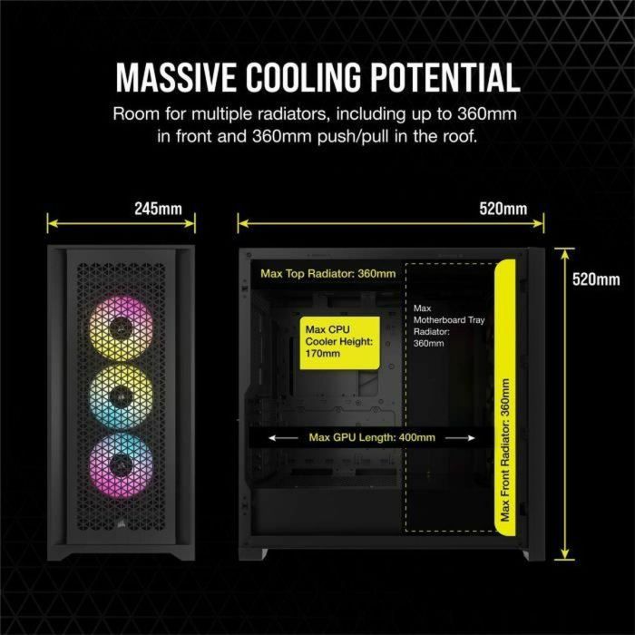 Caja Semitorre ATX Corsair Negro 9 Caja Semitorre ATX Corsair Negro 9