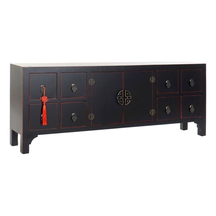 Mueble de TV DKD Home Decor Negro Multicolor Madera Abeto Madera MDF 130 x 24 x 51 cm Mueble de TV DKD Home Decor Negro Multicolor Madera Abeto Madera MDF 130 x 24 x 51 cm
