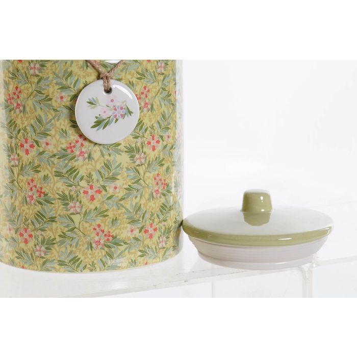 DKD Home Decor Bote Shabby de Dolomite con Flores, Verde Rosa, 2,35 L, 15.5x21x15.5 cm (2 Unidades), Apto Microondas y Lavavajillas 2 DKD Home Decor Bote Shabby de Dolomite con Flores, Verde Rosa, 2,35 L, 15.5x21x15.5 cm (2 Unidades), Apto Microondas y Lavavajillas 2