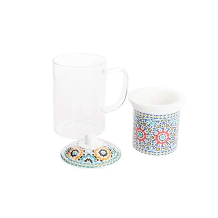 Taza con Filtro para Infusiones DKD Home Decor Multicolor Naranja Azulejo Árabe 300 ml (2 Unidades) 1 Taza con Filtro para Infusiones DKD Home Decor Multicolor Naranja Azulejo Árabe 300 ml (2 Unidades) 1
