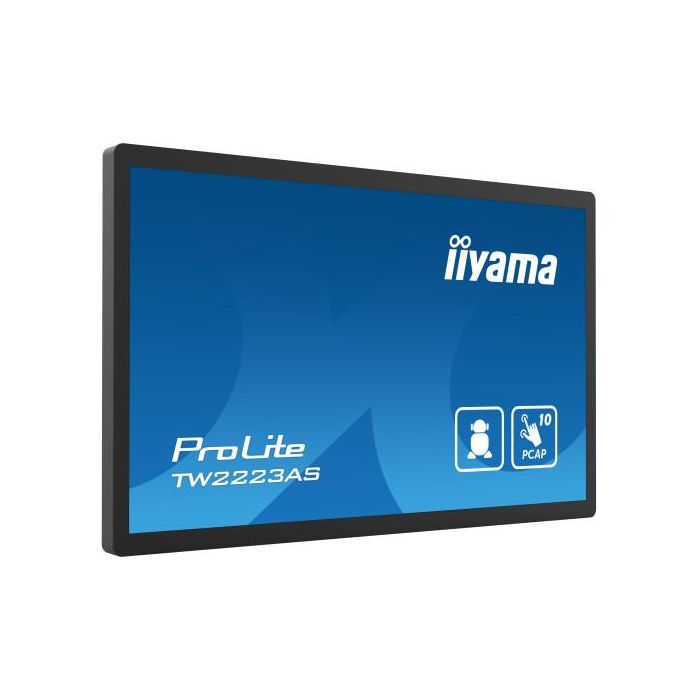 iiyama TW2223AS-B2 pantalla de señalización Panel plano interactivo 54,6 cm (21.5") Wifi 400 cd / m² Full HD Negro Pantalla táctil Procesador incorporado Android 12 24/7 2