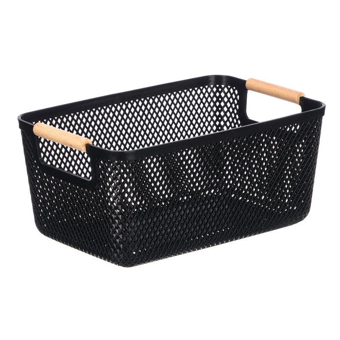 Cesta Plastico Asa Bambu Negra 32X20,5Cm Kipit (Set de 24) 1