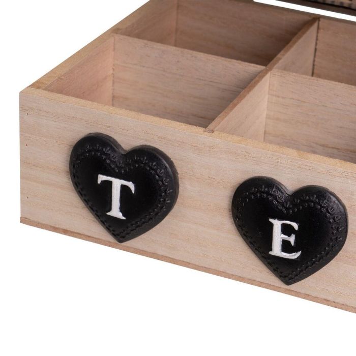 Caja para Infusiones HEARTS Negro Natural Poliresina Madera MDF 24 x 17 x 7 cm 5