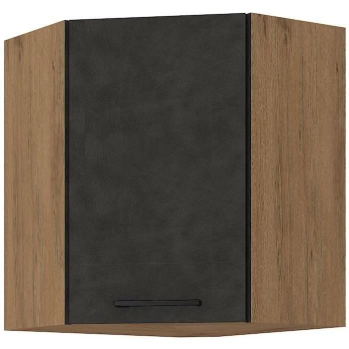 Columna de esquina ROCK - Melamina decoración roble Lancelot y gris matera - 1 puerta - L58 x H72 cm Columna de esquina ROCK - Melamina decoración roble Lancelot y gris matera - 1 puerta - L58 x H72 cm