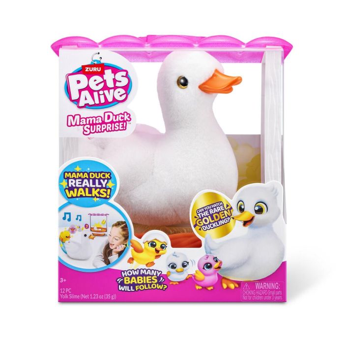 Pato interactivo pets alive pasea con sus 3 patitos, con accesorios 3