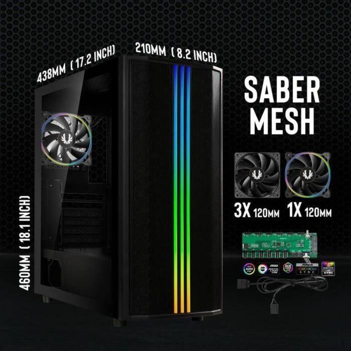 Caja de PC sin fuente de alimentación - BITFENIX Sabre Mesh (Negro) - Torre media - Formato ATX 4