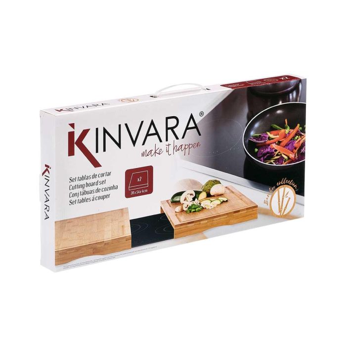Kinvara Set 2 Tablas de Bambú para Cocina Marrón 28 cm (Set de 6) 2