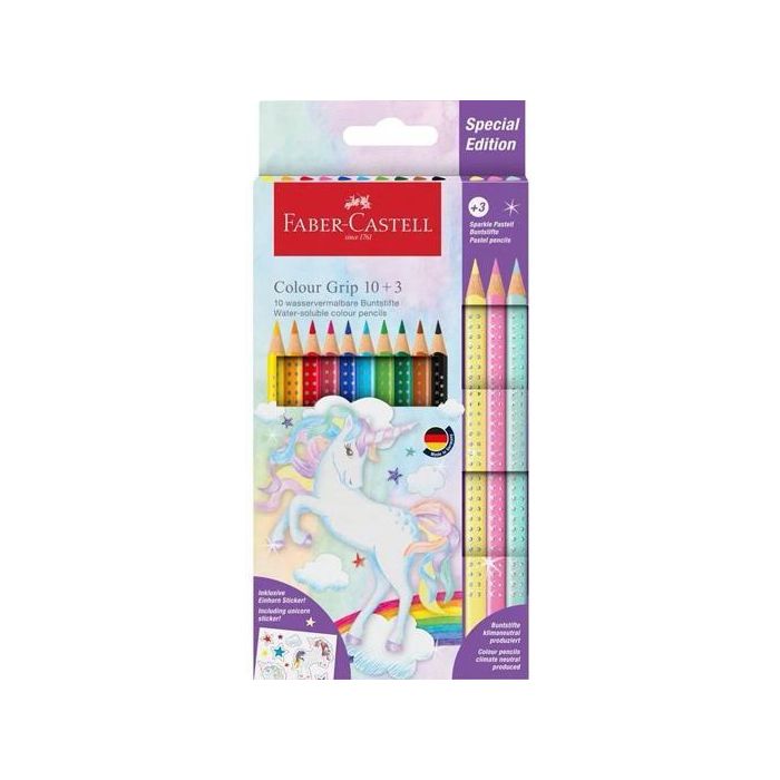 Faber Castell Lápices De Colores Colour Grip Estuche De 10+3 Sparkle Color